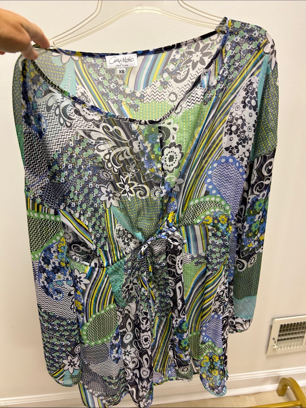 Carly Marto Multicolor Printed Tie-Front cover up Tunic - Green Blue
